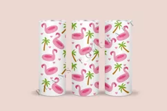 flamingo palm trees summer skinny tumbler sublimation design for 20oz and 30oz skinny tumbler sublimation wrap