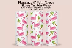 flamingo palm trees summer skinny tumbler sublimation design for 20oz and 30oz skinny tumbler sublimation wrap