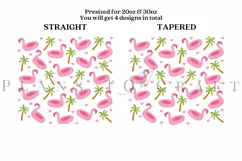 flamingo palm trees summer skinny tumbler sublimation design for 20oz and 30oz skinny tumbler sublimation wrap