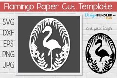 Flamingo Paper Cut Tropical Sign SVG
