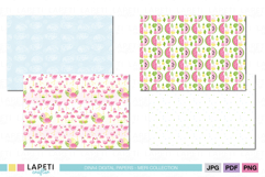 Watermelon and pineapple digital background for crafts.