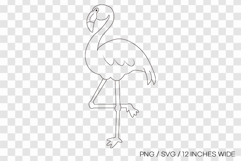 Flamingo standing line art SVG summer clipart illustration Product Image 1