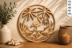 Flamingo Tropical Wooden Wall Art SVG Product Image 1