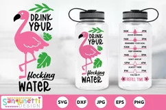 flamingo water tracker on tumbler