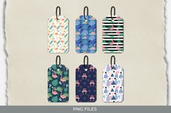 Flamingo with Vintage Color Seamless Pattern Shaped Tag Product Image 1