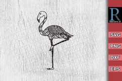 Flamingo SVG Mandala Cut File, Zentangle Flamingo Bird SVG Product Image 1