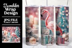 3D Christmas Flamingo Sublimation Tumbler Wrap Design 20 oz Product Image 1