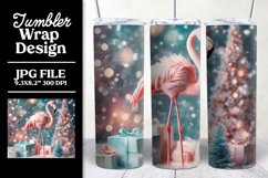 Pastel Flamingo Christmas Sublimation Tumbler Wrap Design 3D Product Image 1