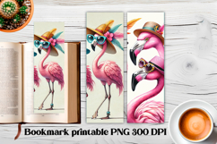 Cute flamingo bookmark printable | Summer bookmark PNG Product Image 1