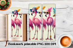 Cute flamingo bookmark printable | Summer bookmark PNG Product Image 1