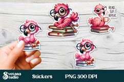 Funny flamingo stickers PNG | Cute bird sticker printable Product Image 1