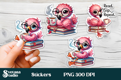 Funny flamingo stickers PNG | Cute bird sticker printable Product Image 1