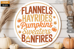 Flannels Hayrides Pumpkins Sweaters Bonfires Sign SVG File Product Image 1