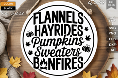 Flannels Hayrides Pumpkins Sweaters Bonfires Sign SVG File Product Image 2