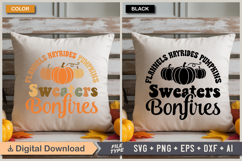 Flannels Hayrides Pumpkins Sweaters Bonfires Retro SVG File Product Image 3