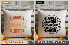 Flannels Hayrides Pumpkins Sweaters Bonfires Sign SVG File Product Image 5