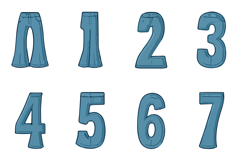 Flared Jeans Clothes Lettering ABC Text Font Alphabet PNG Product Image 3