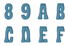 Flared Jeans Clothes Lettering ABC Text Font Alphabet PNG Product Image 4