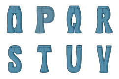 Flared Jeans Clothes Lettering ABC Text Font Alphabet PNG Product Image 5