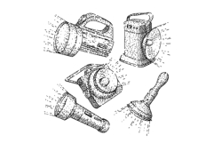 flashlight set sketch hand drawn black Product Image 1