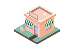 Flat Isometric Shop With Awnings Product Image 1