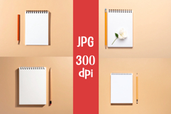 4 Flat lay of a single notebook and pencil on beige bkg JPG Product Image 1
