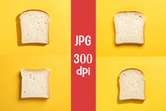4 Flat lay of one slice of bread on pastel yellow background Product Image 1
