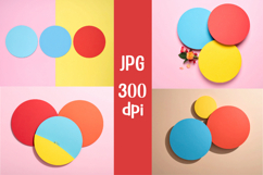4 Flat lay of three colorful circles red, blue, yellow Product Image 1