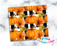 Fall Pumpkin and Plaid 20 oz Skinny Tumbler Wrap Product Image 2