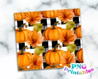 Fall Pumpkin and Plaid 20 oz Skinny Tumbler Wrap Product Image 2