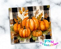Fall Pumpkin and Plaid 20 oz Skinny Tumbler Wrap Product Image 2