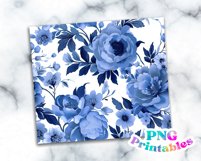 Blue Floral 20 oz Skinny Tumbler Wrap Product Image 2