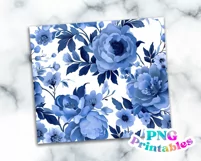 Blue Floral 20 oz Skinny Tumbler Wrap Product Image 2