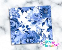 Blue Floral 20 oz Skinny Tumbler Wrap Product Image 2