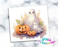 Halloween Ghost and Pumpkins 20 oz Skinny Tumbler Wrap Product Image 2