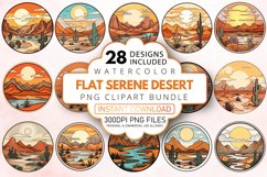 Watercolor Flat Serene Desert Clipart Bundle Product Image 1