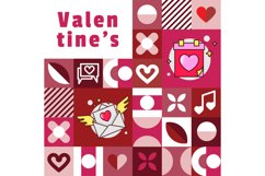 Flat square valentine pattern banner and poster design Product Image 1