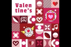 Flat square valentine pattern banner and poster design Product Image 2
