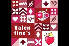 Flat square valentine pattern banner and poster design Product Image 2