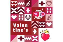 Flat square valentine pattern banner and poster design Product Image 1