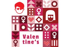 Flat square valentine pattern banner and poster design Product Image 1