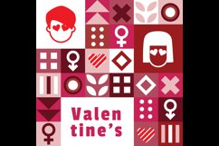Flat square valentine pattern banner and poster design Product Image 2