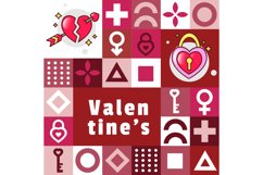 Flat square valentine pattern banner and poster design art Product Image 1