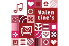 Flat square valentine pattern banner and poster design art Product Image 1