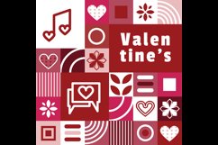 Flat square valentine pattern banner and poster design art Product Image 2