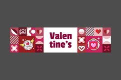 Flat valentine horizontal banner design isolated Product Image 2