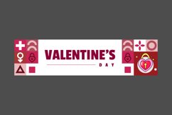 Flat valentine horizontal banner design template Product Image 1