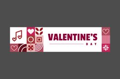 Flat valentine horizontal banner design vector Product Image 1