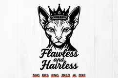 Flawless and Hairless Sphynx Cat SVG | Funny Hairless Cat Product Image 1