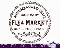 Vintage Farmhouse Home Round Sign Svg | Flea Market Product Image 2